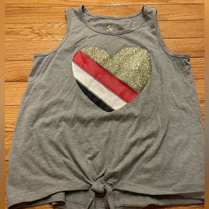 Girls Tank Top Size 10 (60% Cotton, 40% Polyester) (Glitter Sparkle on Heart)